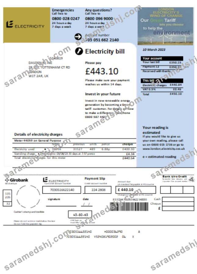 UK Electricity utility business bill, SCR
